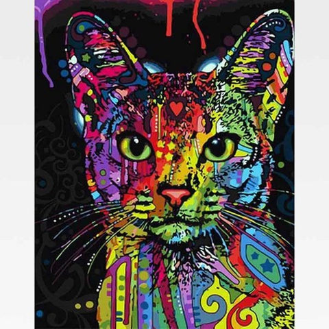 Image of Abstract Cat Paint By Numbers Kit - Designer Cat - Painting By Numbers Kit - Artwerkes