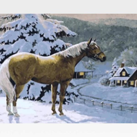 Image of Christmas Horse Paint By Numbers Kit - Painting By Numbers Kit - Artwerkes