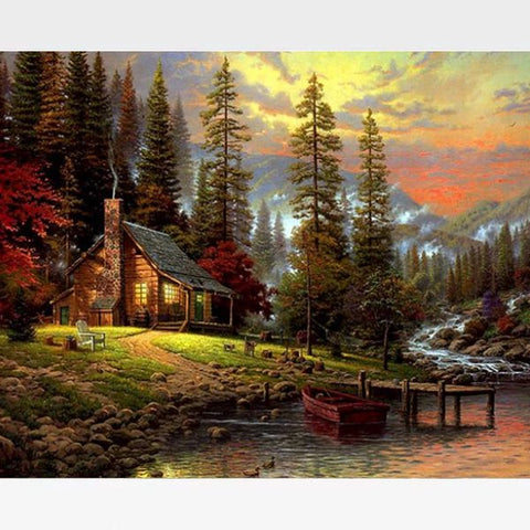 Image of DIY A Peaceful Retreat Paint By Numbers Kit - Painting By Numbers Kit - Artwerkes