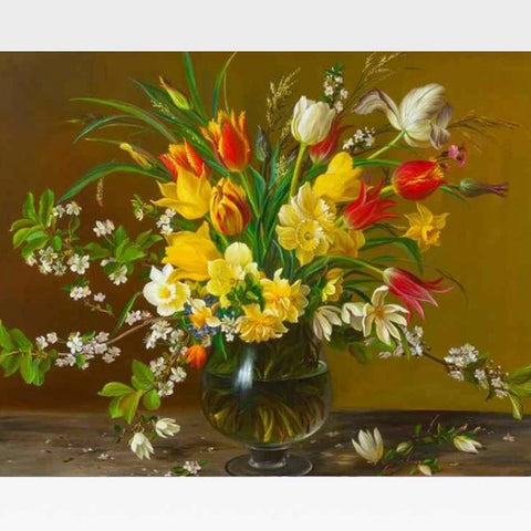 Image of DIY Abstract Flower Painting By Numbers Kit - Blossoms In Vogue - Painting By Numbers Kit - Artwerkes