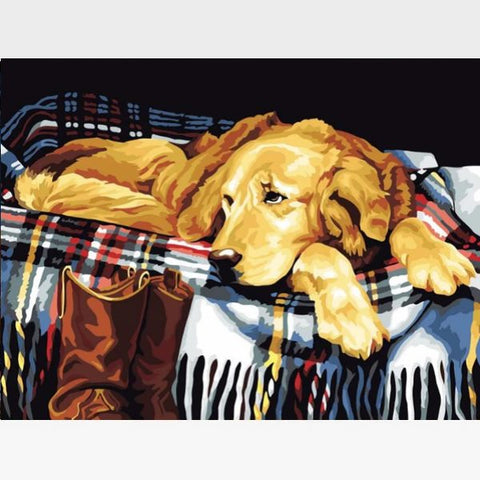 Image of DIY Brown Dog Paint By Numbers Kit Online - Togo - Painting By Numbers Kit - Artwerkes