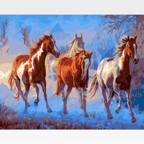 Image of DIY Brown Horses Paint By Numbers Kit Online - California Chrome - Painting By Numbers Kit - Artwerkes