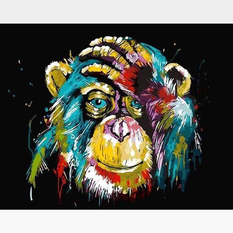 Image of DIY Chimpanzee Paint By Numbers Kit Online - Astro Chimp - Painting By Numbers Kit - Artwerkes