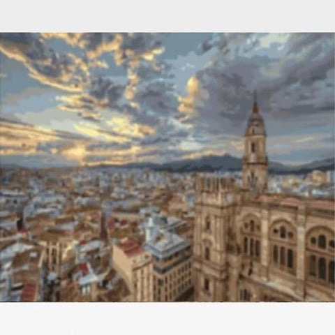 Image of DIY City Skyline Paint By Numbers Kit Online - Gray Clouds - Painting By Numbers Kit - Artwerkes