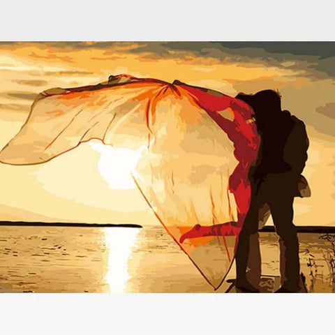 Image of DIY Paint By Numbers Beach Kit Online - Romance At The Beach - Painting By Numbers Kit - Artwerkes