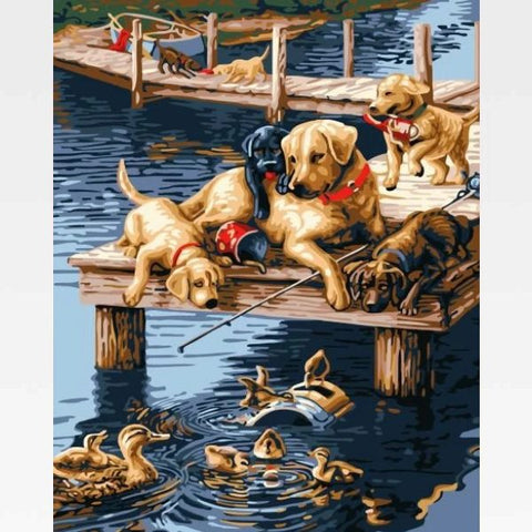 Image of DIY Paint By Numbers Dog Potraits Kit Online - Dog Life - Painting By Numbers Kit - Artwerkes