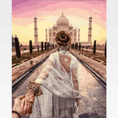 Image of DIY Paint By Numbers Kit Online - The Taj Mahal - Painting By Numbers Kit - Artwerkes