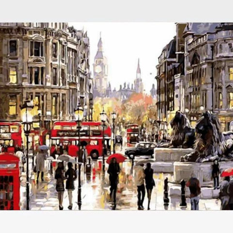 Image of DIY Paint By Numbers London Scene Kit - Day In London - Painting By Numbers Kit - Artwerkes