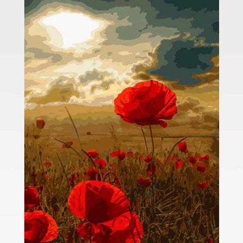 Image of DIY Red Flowers Paint By Numbers Kit Online - Dance With Me - Painting By Numbers Kit - Artwerkes
