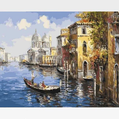 Image of DIY Seacape Paint By Numbers Kit Online - Coastal City - Painting By Numbers Kit - Artwerkes