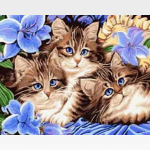 Image of Easy Cat Paint By Numbers Kit - Cat Siblings - Painting By Numbers Kit - Artwerkes