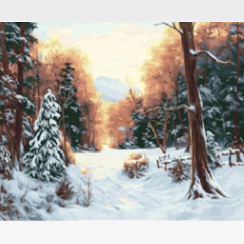 Image of Snow Paint By Numbers Kit - Snowy Winter - Painting By Numbers Kit - Artwerkes