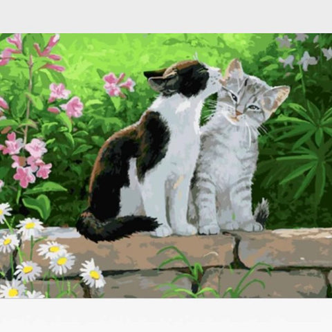 Image of DIY Two Black Cat Painting By Numbers Kit - Feline Love - Painting By Numbers Kit - Artwerkes