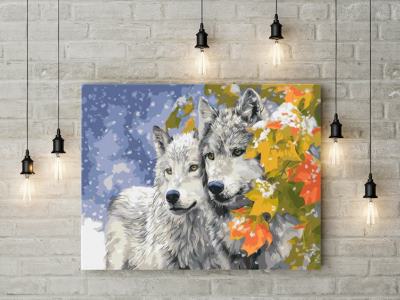 Image of DIY Grey Wolf Paint By Numbers Kit - Noble Wolves - Painting By Numbers Kit - Artwerkes
