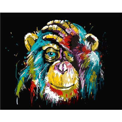 Image of Chimp Paint By Numbers Kit - Painting By Numbers Kit - Artwerkes