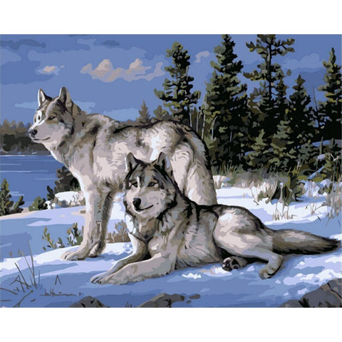 Image of Wolf Paint By Numbers Kit - Alpha Wolves - Painting By Numbers Kit - Artwerkes