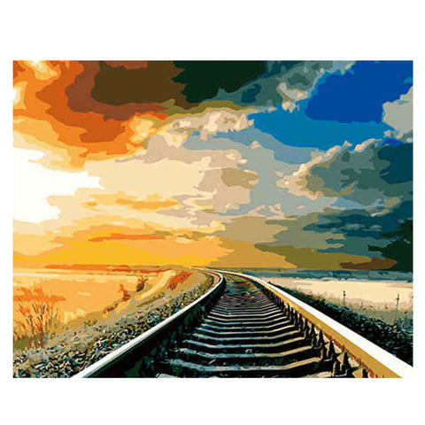 Image of Railway Track Paint By Numbers Kit - Painting By Numbers Kit - Artwerkes