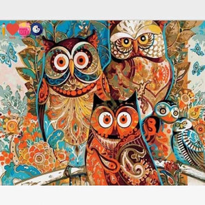 Abstract Owls Paint by Numbers Kits - Painting By Numbers Kit - Artwerkes 