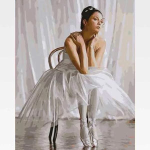 Ballerina Paint By Numbers - Ballerina In White - Painting By Numbers Kit - Artwerkes 