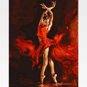 Ballerina Paint By Numbers -  Fire Ballet Dancer - Painting By Numbers Kit - Artwerkes 