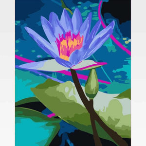 Blue Lotus Flower Paint By Numbers Kit - Painting By Numbers Kit - Artwerkes 