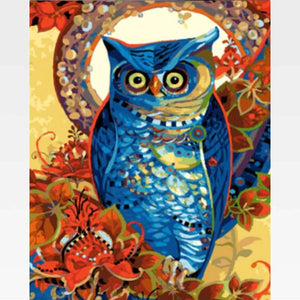 Blue Owl Paint By Numbers Kit - Painting By Numbers Kit - Artwerkes 