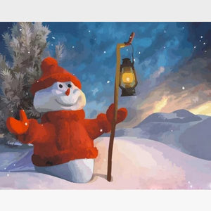 Christmas Snowman - Paint by Numbers Kit - Painting By Numbers Kit - Artwerkes 