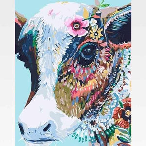 Colorful Cow Paint By Numbers Kit - Painting By Numbers Kit - Artwerkes 