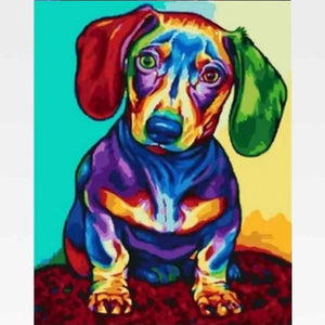Colorful Dachshund Paint By Numbers Kit - Painting By Numbers Kit - Artwerkes 