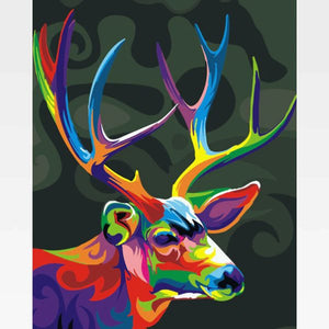 Colorful Deer Paint By Numbers Kit - Painting By Numbers Kit - Artwerkes 