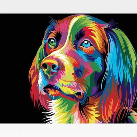 Image of Colorful Dog Paint By Number - Jasper - Painting By Numbers Kit - Artwerkes 