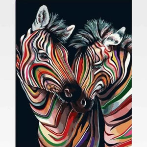 Colorful Zebra Paint By Numbers Kit - Painting By Numbers Kit - Artwerkes 
