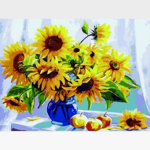 Image of DIY Abstract Sunflowers Paint By Numbers Kit - Sunshine Flowers - Painting By Numbers Kit - Artwerkes 