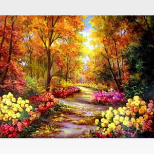 DIY Autumn Landscape Paint By Numbers Kit   - Wooded Path - Painting By Numbers Kit - Artwerkes 