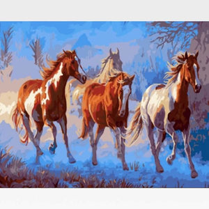 DIY Brown Horses Paint By Numbers Kit Online  - California Chrome - Painting By Numbers Kit - Artwerkes 