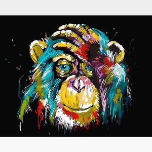 DIY Chimpanzee Paint By Numbers Kit Online - Astro Chimp - Painting By Numbers Kit - Artwerkes 