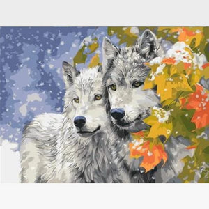 DIY Grey Wolf Paint By Numbers Kit - Noble Wolves - Painting By Numbers Kit - Artwerkes 
