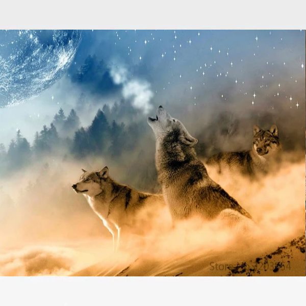 DIY Howling Wolf Painting By Numbers Kit - Painting By Numbers Kit - Artwerkes 