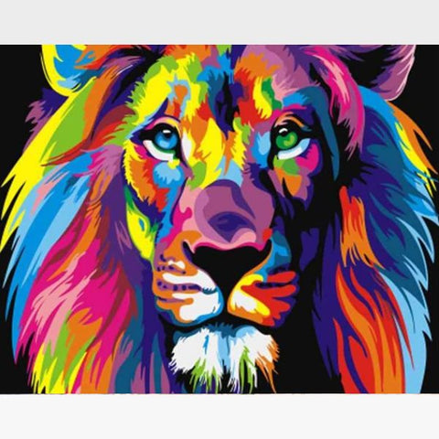 Image of DIY Lion King Paint By Numbers Kit Online  - King Of The Jungle - Painting By Numbers Kit - Artwerkes 