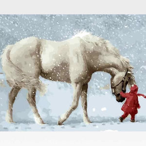 DIY Paint By Numbers Kit Online  - White Horse - Painting By Numbers Kit - Artwerkes 