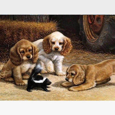 Image of DIY Paint By Numbers Puppies Kit Online - Best Friends - Painting By Numbers Kit - Artwerkes 