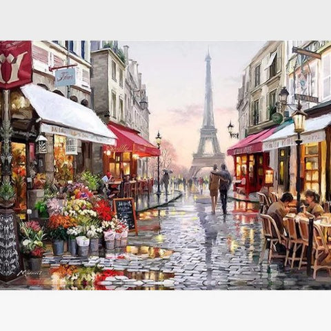 Image of Paris Paint By Numbers Kit - Evening In Paris - Painting By Numbers Kit - Artwerkes 