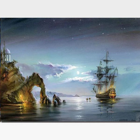 Image of DIY Pirate Ship Paint By Numbers Kit Online  - Ghost Ship - Painting By Numbers Kit - Artwerkes 