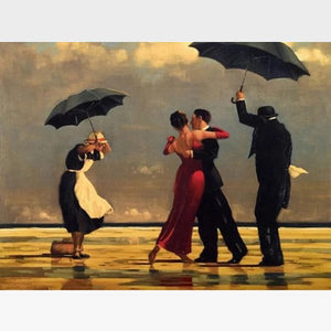 DIY Romantic Paint By Numbers Kit - Dancing In The Rain - Painting By Numbers Kit - Artwerkes 