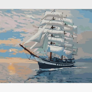 DIY Seacape Ship Paint By Numbers Kit - The Last Schooner - Painting By Numbers Kit - Artwerkes 