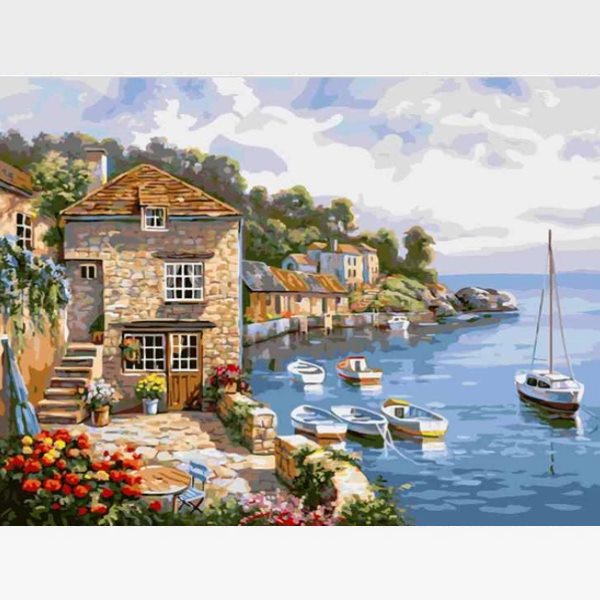 DIY Seascape Paint By Numbers Kit - Santa Cesarea - Painting By Numbers Kit - Artwerkes 