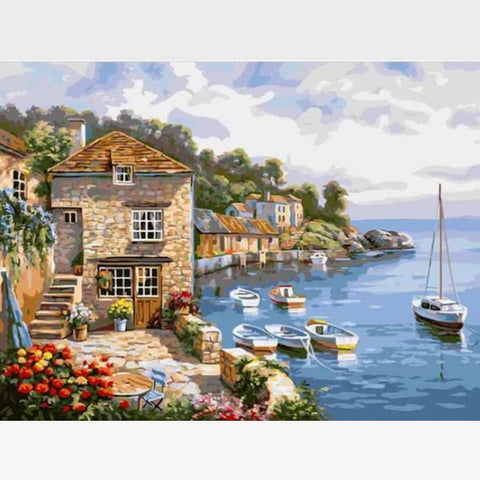 Image of DIY Seascape Paint By Numbers Kit - Santa Cesarea - Painting By Numbers Kit - Artwerkes 