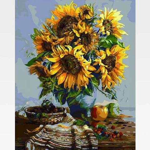 Image of DIY Sunflower Paint By Numbers Kit - Be Happy - Painting By Numbers Kit - Artwerkes 