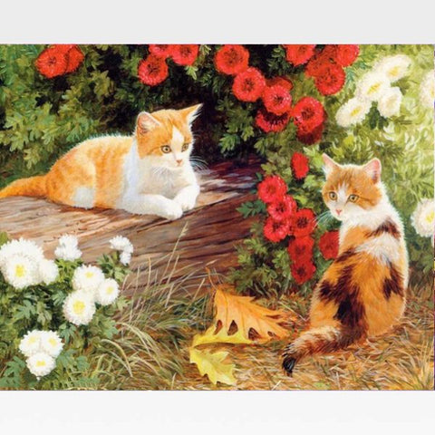 Image of DIY Vintage Cat Paint By Numbers Kit - Cat Summer - Painting By Numbers Kit - Artwerkes 