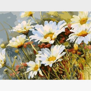 DIY White Flowers Paint By Numbers Kit - Beautiful In White - Painting By Numbers Kit - Artwerkes 